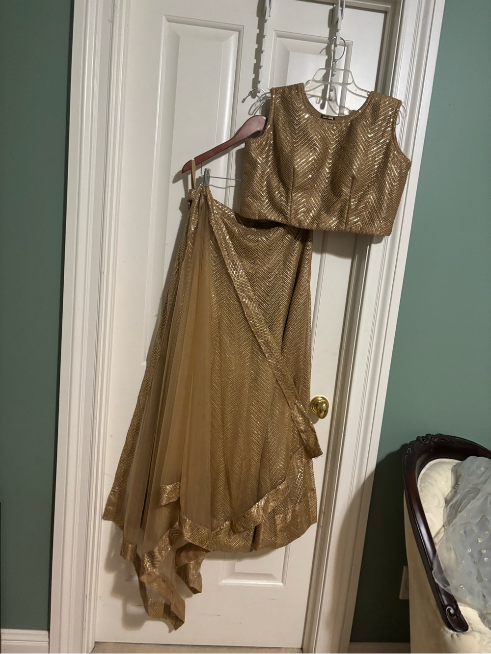 Women three Piece wedding Lehenga Large size Sleeves attached New designer